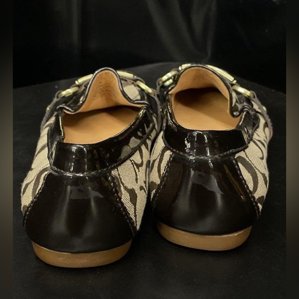 Coach Felisha Signature C with COA khaki/brown loafer casual shoe no call out 6B - Picture 4 of 7